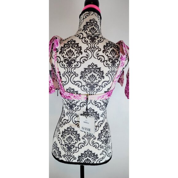 SAME LOS ANGELES BIKINY TOP SMALL WOMENS WHITE/PINk UNDERWIRE FRENCH FLORAL SWIM - Picture 7 of 8